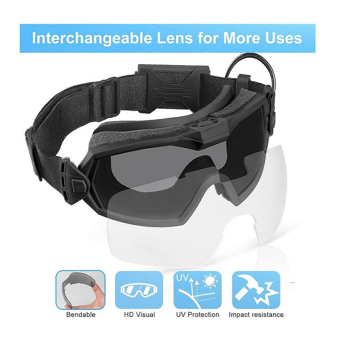 Taktische Schutzmaske, Brille mit eingebautem Ventilator, Anti-Beschlag